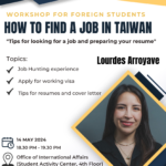 May 14 (Tues)18:30-19:30 ｜Workshop【How to find a job in Taiwan】